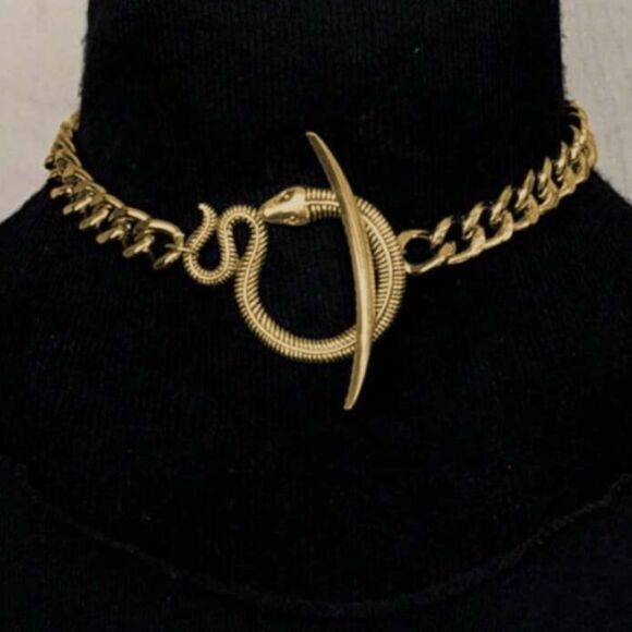 Gold snake Necklace A1278 - Picture 1 of 4